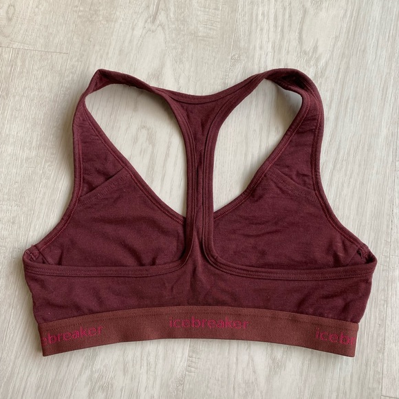 ICEBREAKER Burgundy Sprite Racerback Sports Bra Merino Wool - Picture 5 of 8